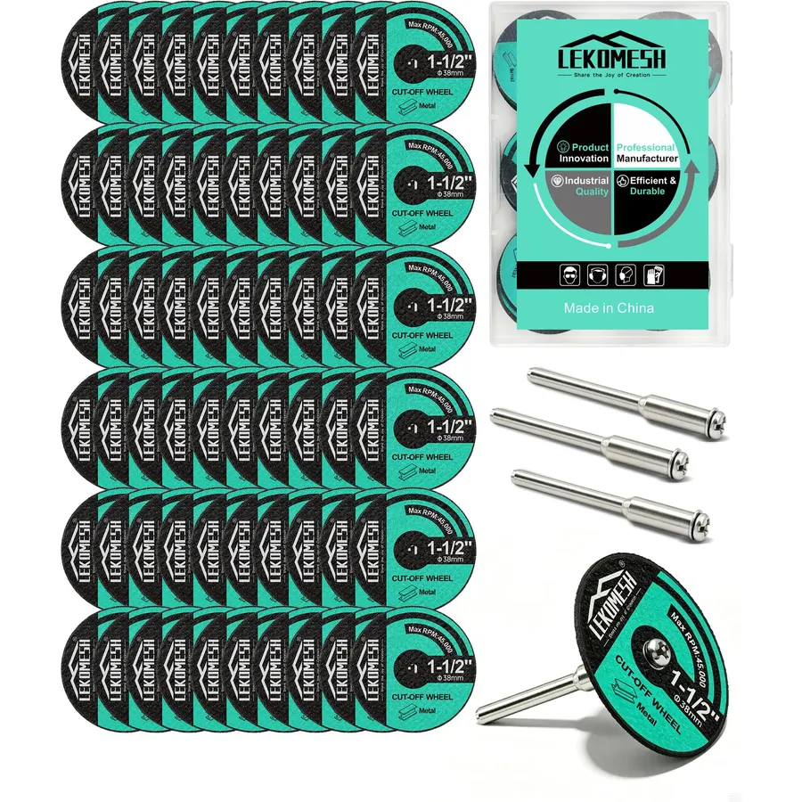 1-1/2 Cut Off Wheels for Rotary Tools - Fiberglass Reinforced Metal Cutting Discs with Mandrels & Storage Case, 0.045" Thin Cutting Wheel for Bolts, Screws, Stainless Steel, DIY Repair, 60PCS