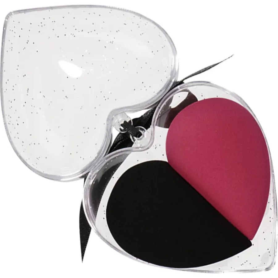 1 Box Heart Shape Egg Sponge Set, Wet Dry Flocking Makeup Blenders