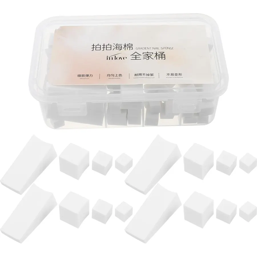 1 Box Nail Art Blending Sponge Tool for Ombre Nails, White Box Set