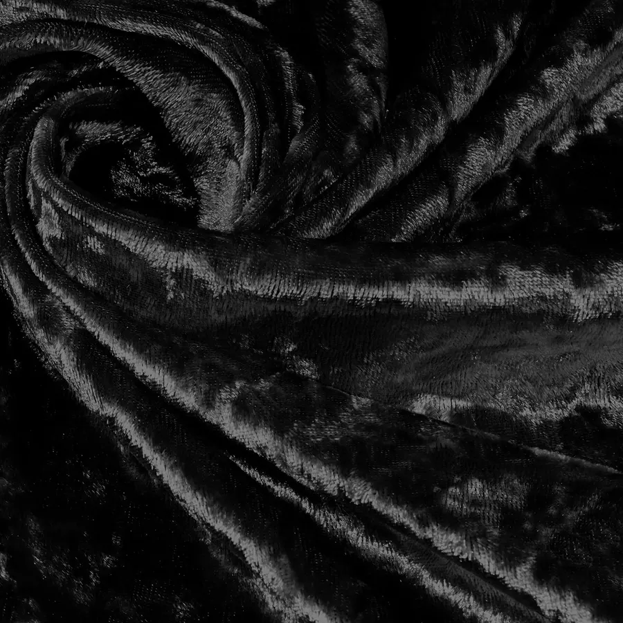 1 Yard 63" Wide Black Stretch Crushed Velvet Fabric