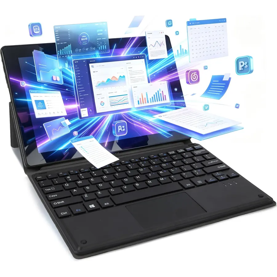10.1" 2-in-1 Laptop/Windows Tablet, FHD IPS Touchscreen,128GBSSD
