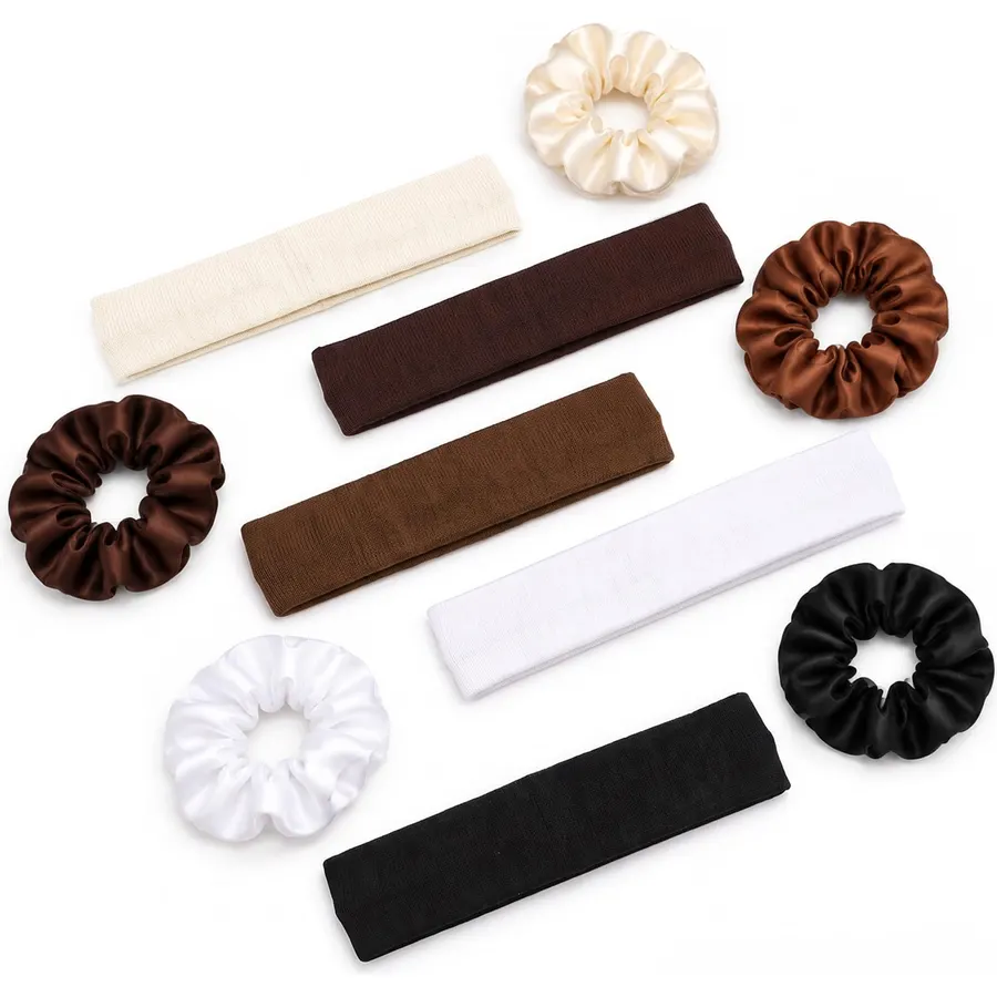 10 Piece Knit Headbands and Scrunchies Set for Women, 5 Colors