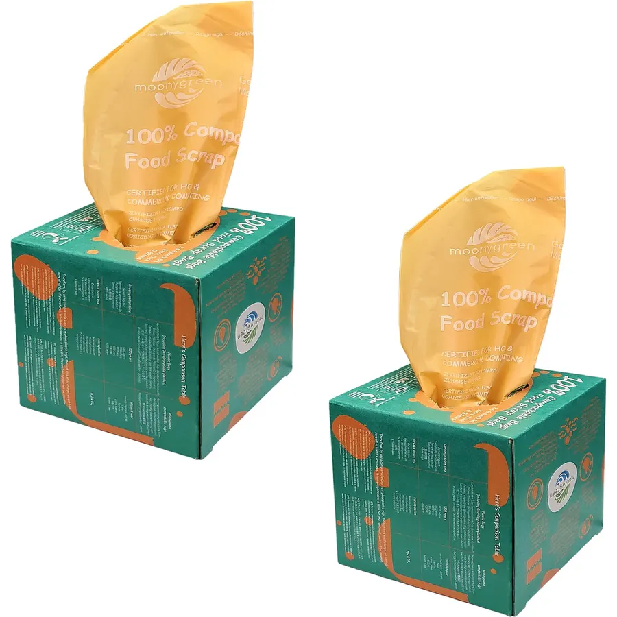 100% Compostable Trash Bags, 2.6 Gallon+3 Gallon, each 100 Count, Extra Thick 0.87 Mils, Food Scrap Small Kitchen Waste Bags, US BPI ASTM D6400 and Europe OK Compost Home Certified
