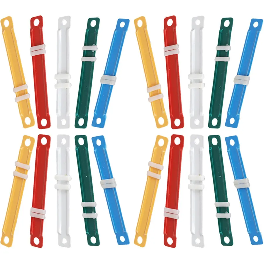 100 Pcs Plastic Loose Leaf Clips for File Folders, Two Hole Binding