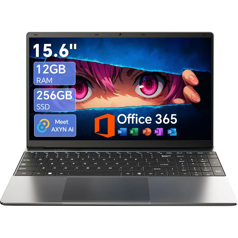 15.6'' AI Laptop with Office 365 12GB RAM 256GB SSD Win 11 Laptops