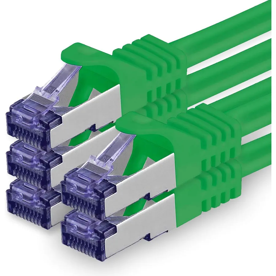 1aTTack.de Cat.7 LAN ethernet Cable 3m - Green - Cat7 LAN Network 10GBASE-T - 10000 Mbps (Sftp Pimf) Double Shielded patchcable RJ45 Plug Cat.6a