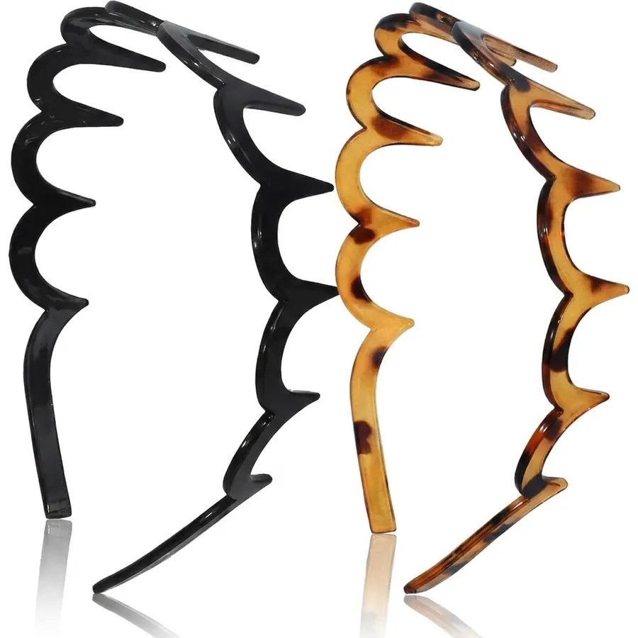 2-Pack Non-Slip Zigzag Headband for Slick Back Styles & Workouts