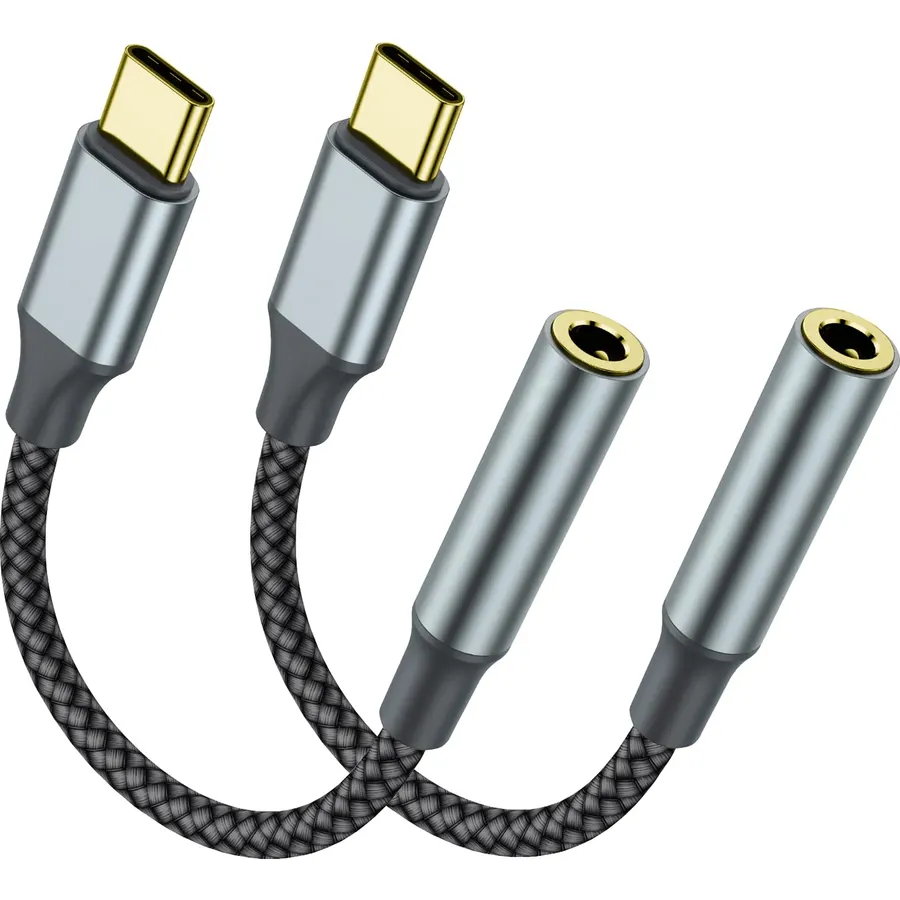 2 Pack USB C to 3.5mm Audio Adapter, USB C to Aux Female Dongle Cable Cord