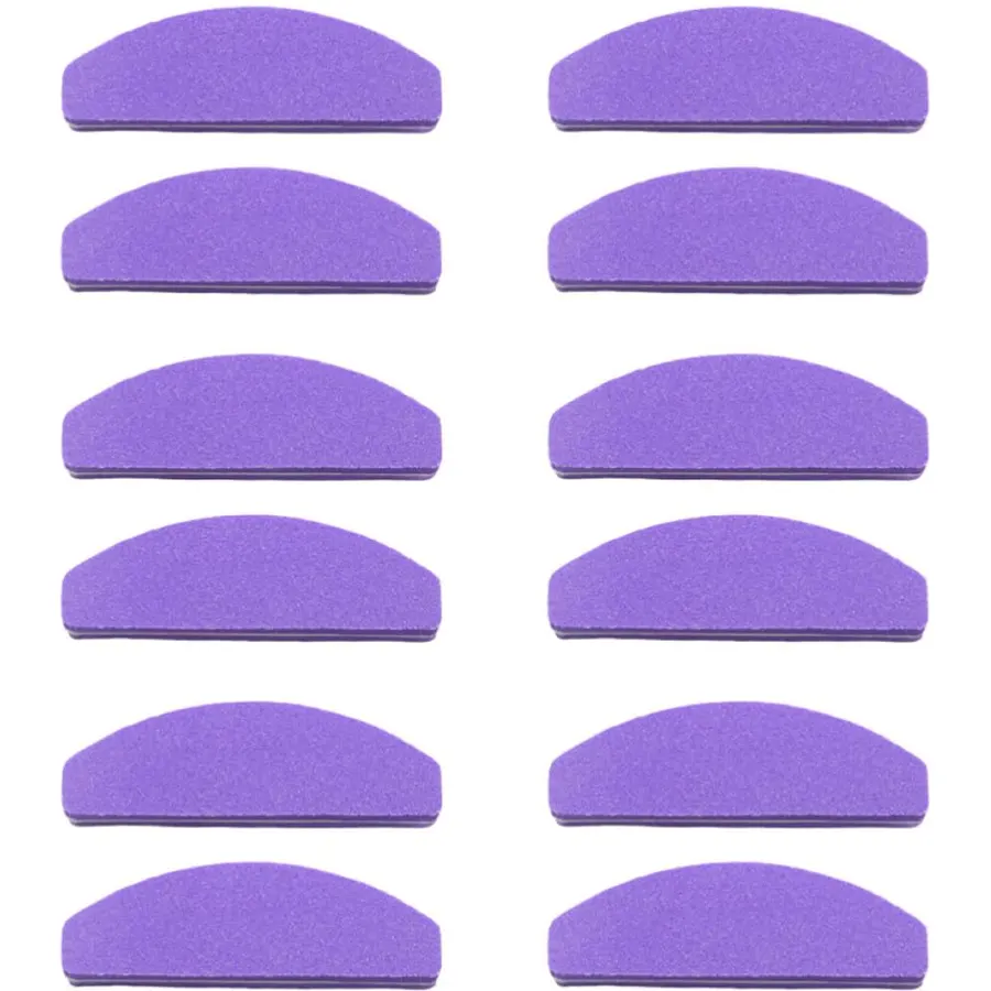 20pcs Mini Half Moon Sponge Nail File Purple Double Sided Art Tool