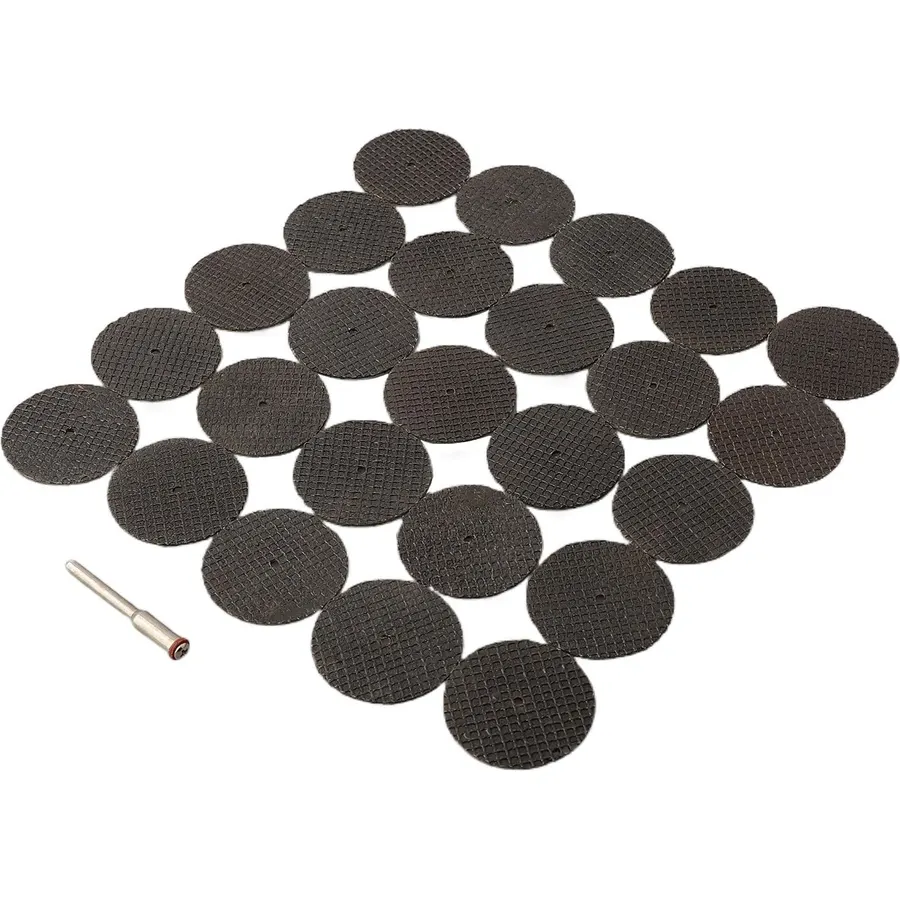 26Pcs Rotary Cut-Off Wheel Set, 1-1/4 Inch, 1/8 Inch Shank, Fiberglass Reinforced