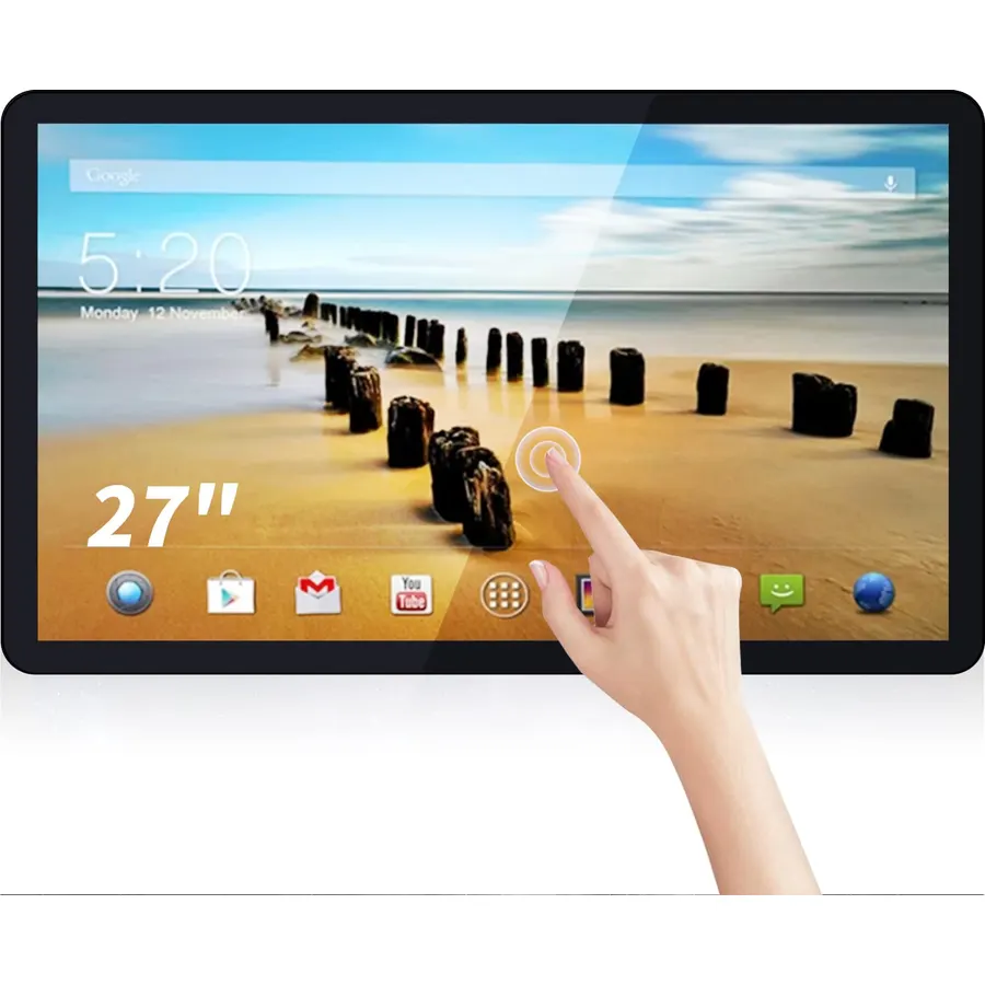 27 inch Android 14 Touchscreen Monitor Tablet, 16:9 FHD 1080P, WiFi & BT, Built-in Speakers, RK3576 4GB RAM & 32GB ROM, Smart Board for Classroom, Meeting & Game