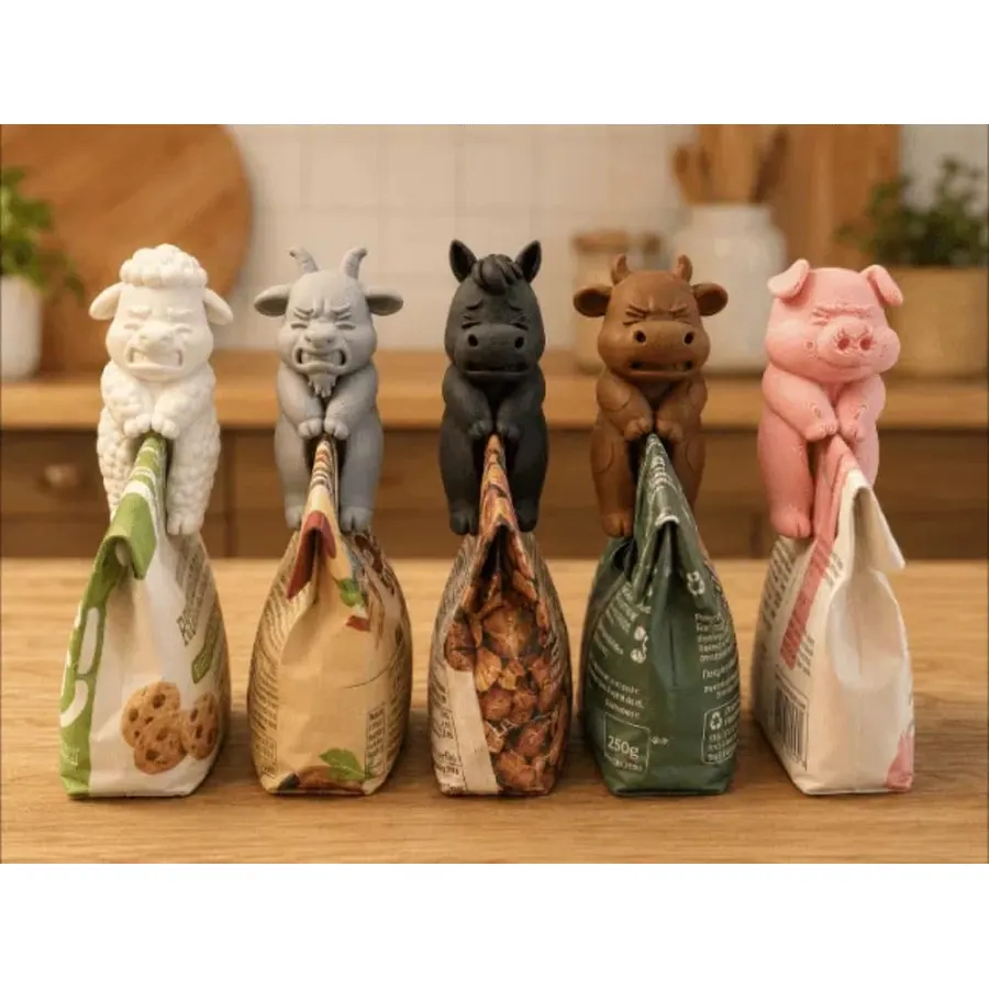 5 Pack Chip Clips Bag Clips Squad,Animals Bag Clip for Food Storage Heavy Duty, 3D Printed Food Clip for Chips, Snack, Kitchen, Refrigerator