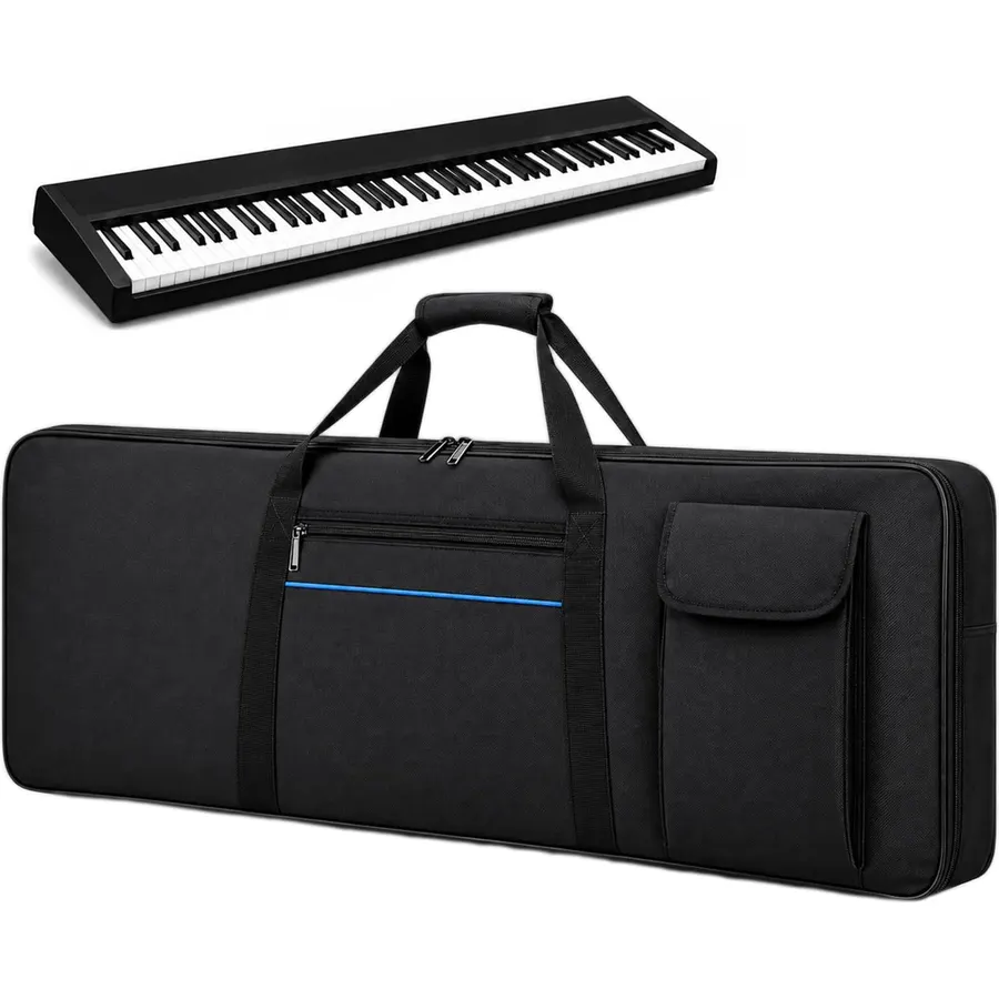 61 Key Keyboard Bag for Casio MZ-X500, Padded Keyboard Carrying Case with Zipper, Shoulder Straps, Handle, Storage Pocket, Water-Resistant Oxford Fabric,S(94 x 33 x 12cm)