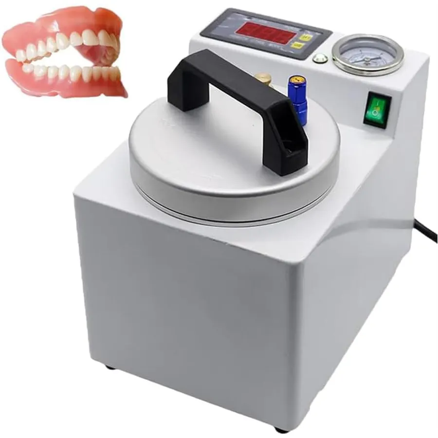 65W Digital Pressure Pot for Denture Repair. Auto Polymerizer with Air Pump. Heals Resin Crowns Bridges in 30 Mins. Stable Curing Chamber. Compact Portable Design. Essential Tool for Dental Labs.