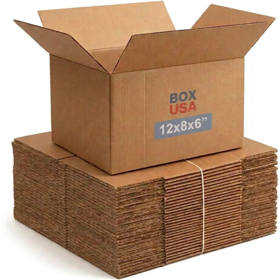 BOX USA Small Shipping Boxes 12"L x 8"W x 6"H (25-Pack) - Corrugated Cardboard Box for Moving, Mailing, Packing, Packaging and Storage