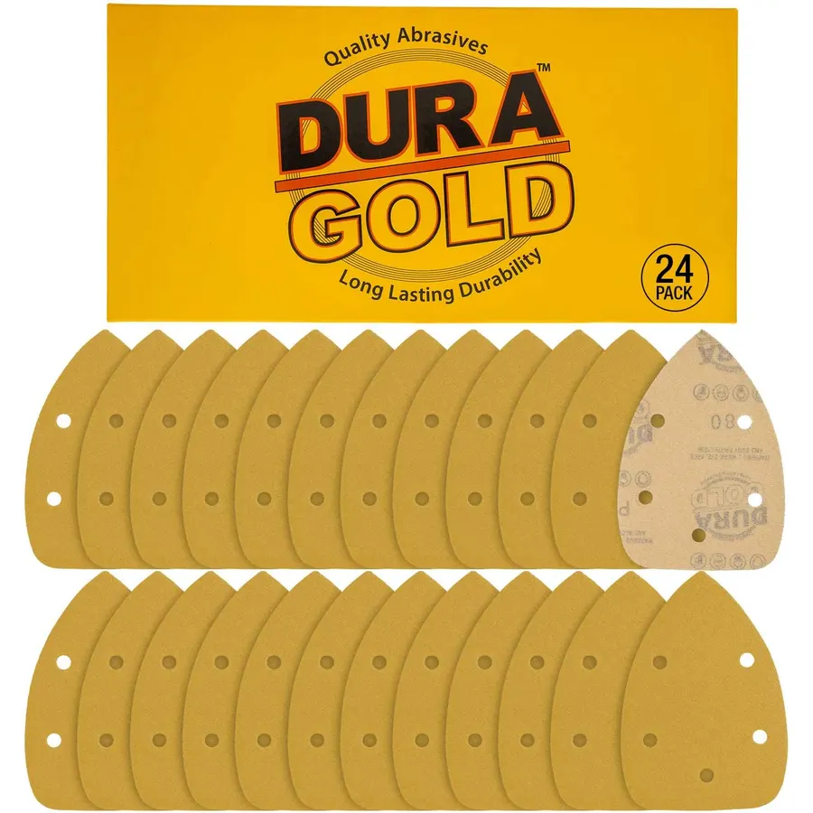 Dura-Gold Mouse Detail Sander Sandpaper Sanding Sheets, 5 Hole, 80 Grit