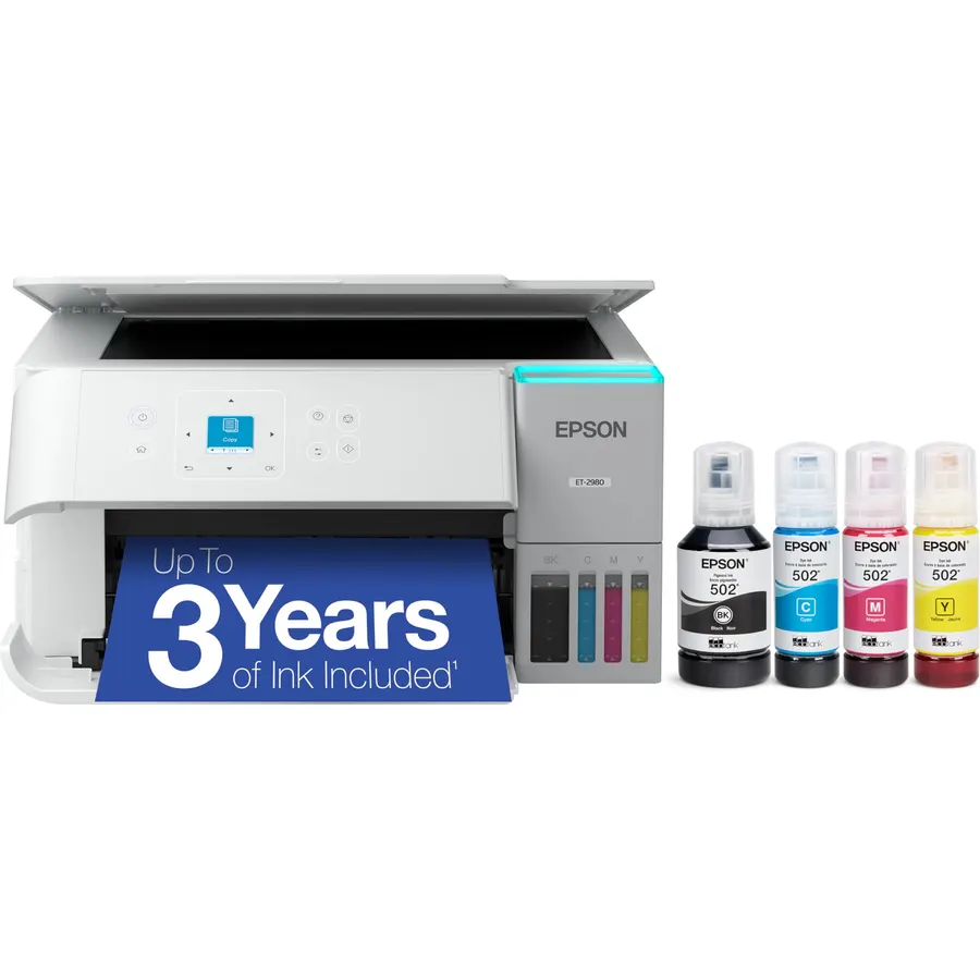 Epson EcoTank ET-2980 Wireless Color All-in-One Supertank Printer - White