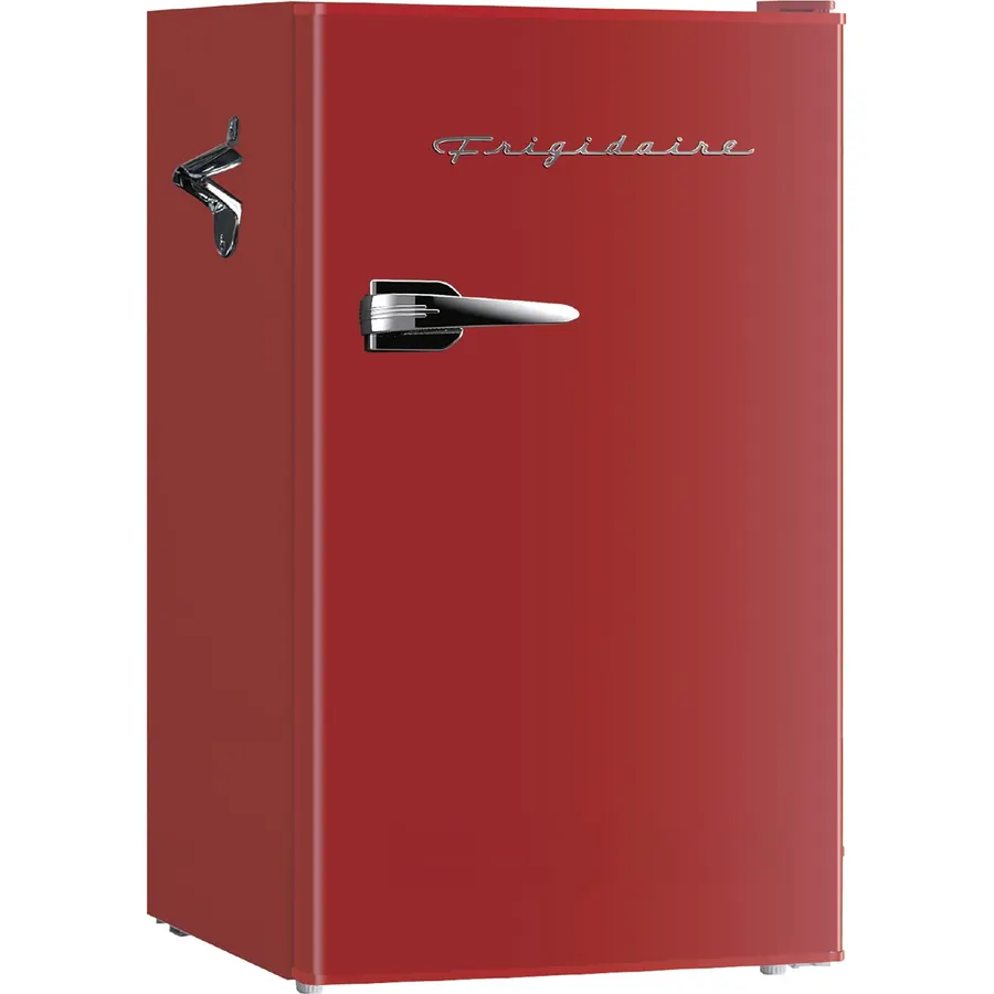 Frigidaire Retro Compact Fridge with Chiller, 3.2 cu ft Countertop Fridge with Built-in Bottle Opener, Compact Refrigerator for Office, Bedroom, Dorm Room or Cabin (Red)