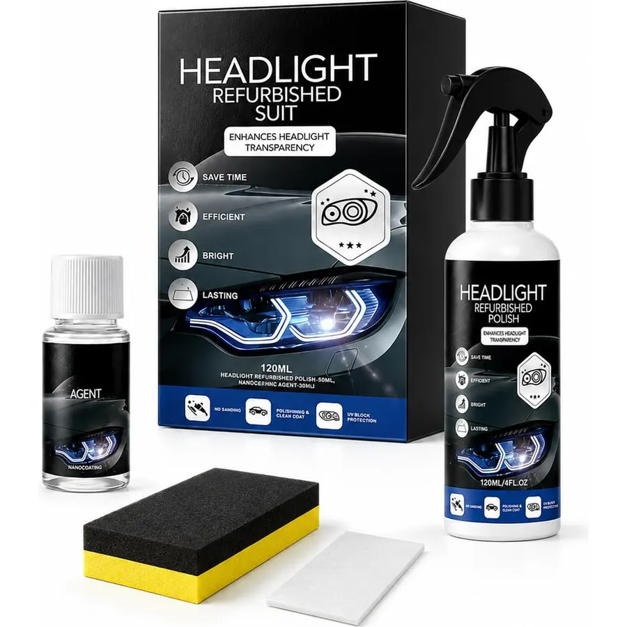 Headlight Restoration Kit, Car Headlamp Cleaner Polish for Yellow Haze，1