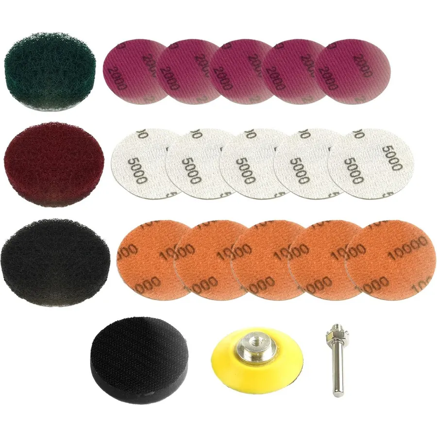 Headlight Restoration Kit 2 Inch Drill Polishing Pads for Yellowed Lenses - Scratch Remover System with Sanding Discs for Car Headlights