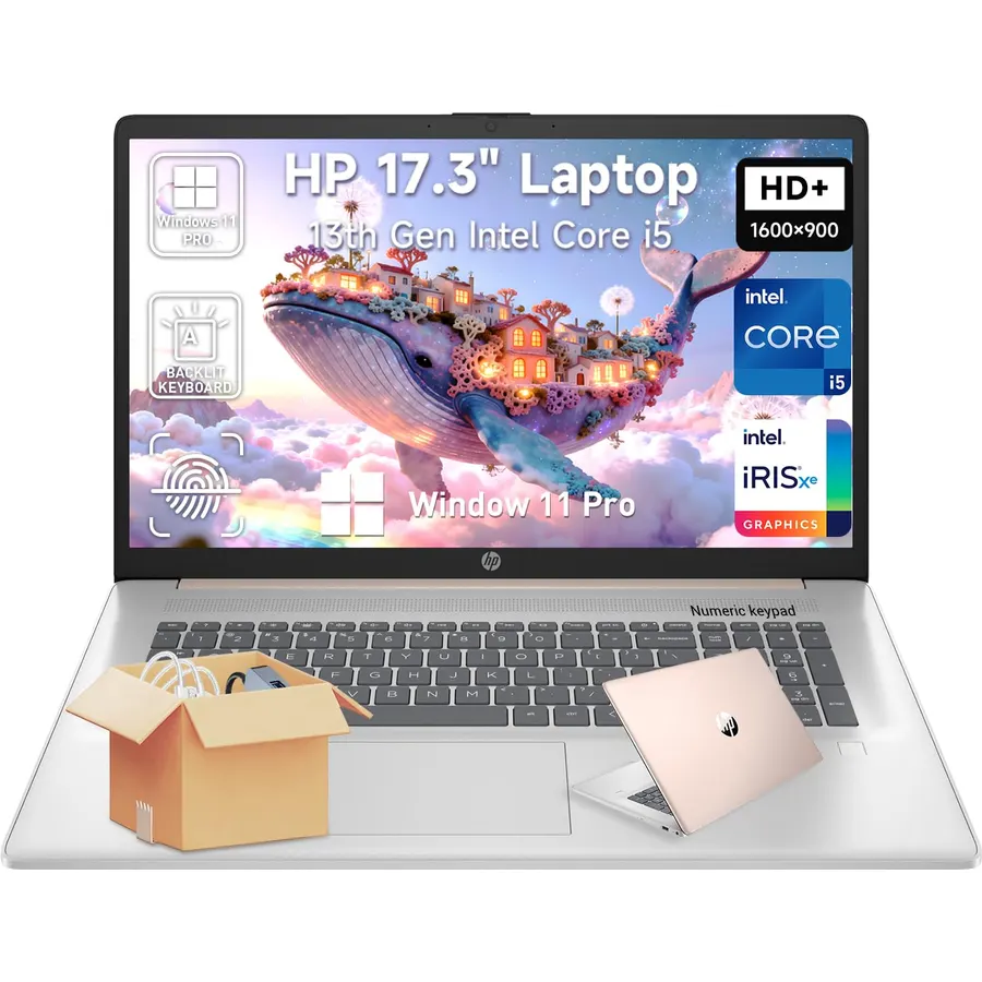HP Laptop 17 Inch, 17.3" HD+ Large Screen Business Laptop Computer, 13th Gen Intel Core i5(10-Core, Beat i7-1255U), Windows 11 Pro|32GB RAM 2TB SSD, Backlit Keyboard|Fingerprint|Copilot AI|Rose Gold