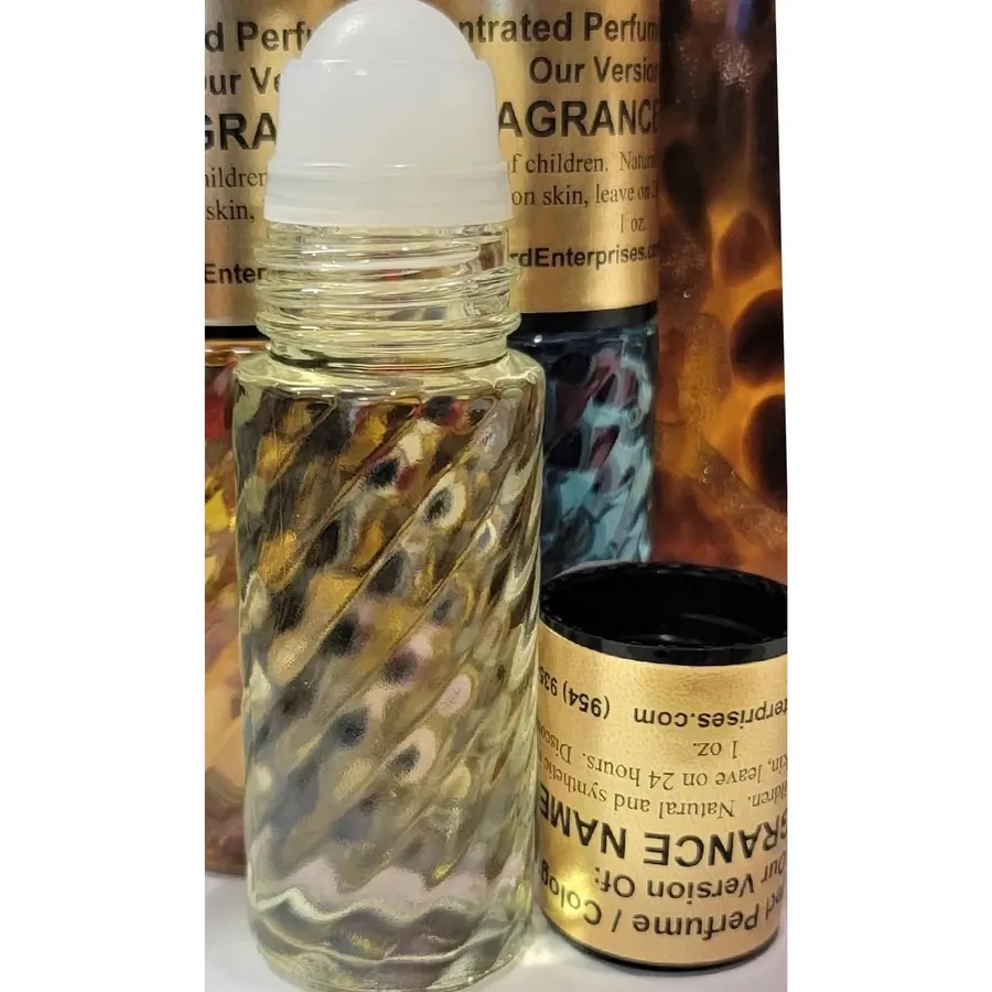 HYWD Enterprises Cologne Oil Comparable to BOSSZ NO. SIX for Men, Fragrance Rendition, Scented, Eau de Parfum, 1 oz. (30ml) Swirly Glass Roll on