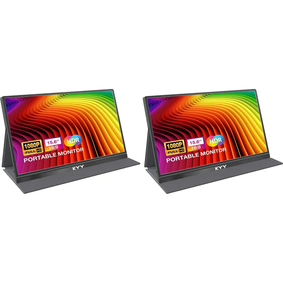 KYY Portable Monitor 15.6 Inch FHD 1080P USB C HDMI Gaming Monitor (Pack of 2)