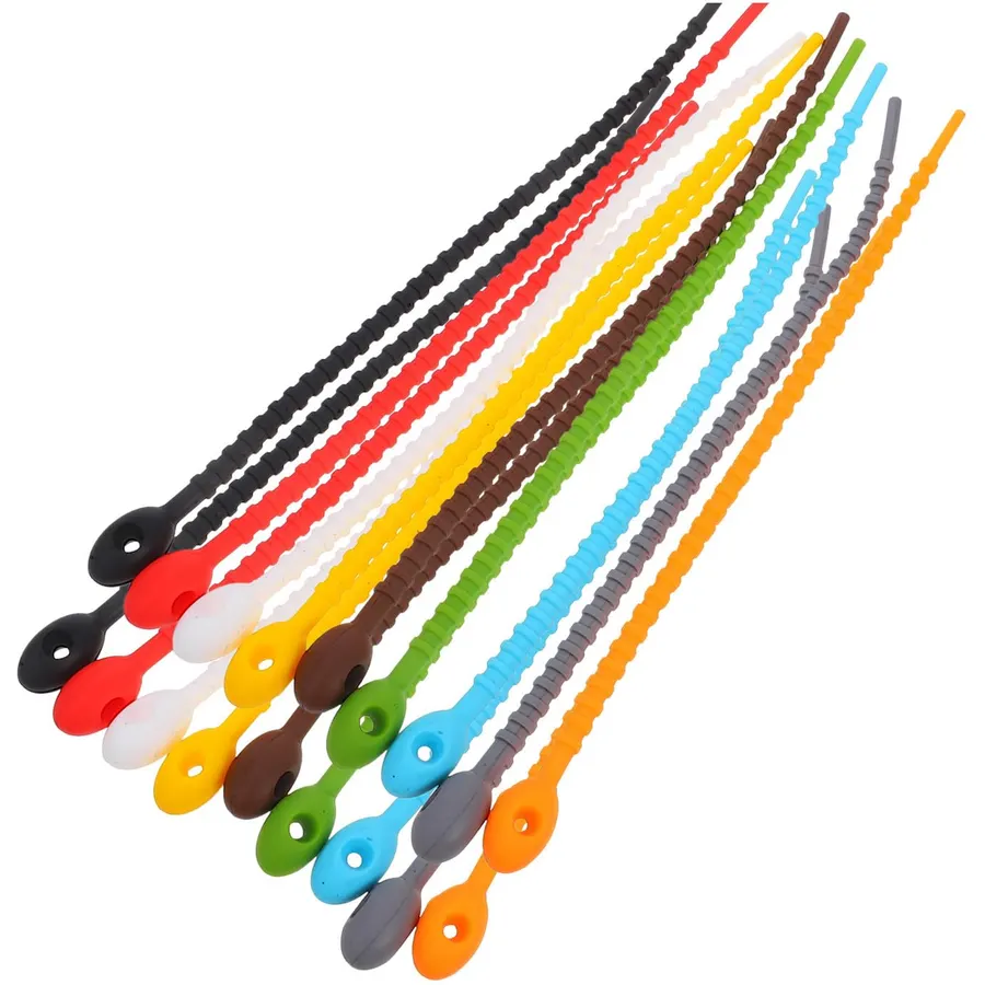Reusable Silicone Cable Ties 18pcs Self-securing Straps
