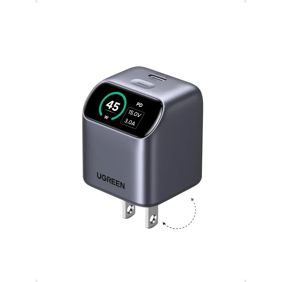 UGREEN Nexode Pro 45W USB‑C GaN Charger Block with Smart Display, Grey