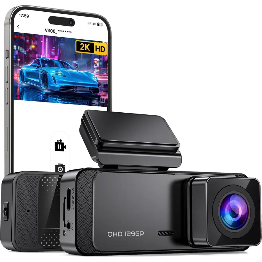 70mai Dash Cam M310, Dash Camera for Cars 1296P QHD, Smart Dash Cam Front Built in WiFi, 130 Degree Wide-Angle FOV, WDR, Night Vision, iOS/Android Mobile App, Loop Recording, Parking Monitor, Time-Lapse